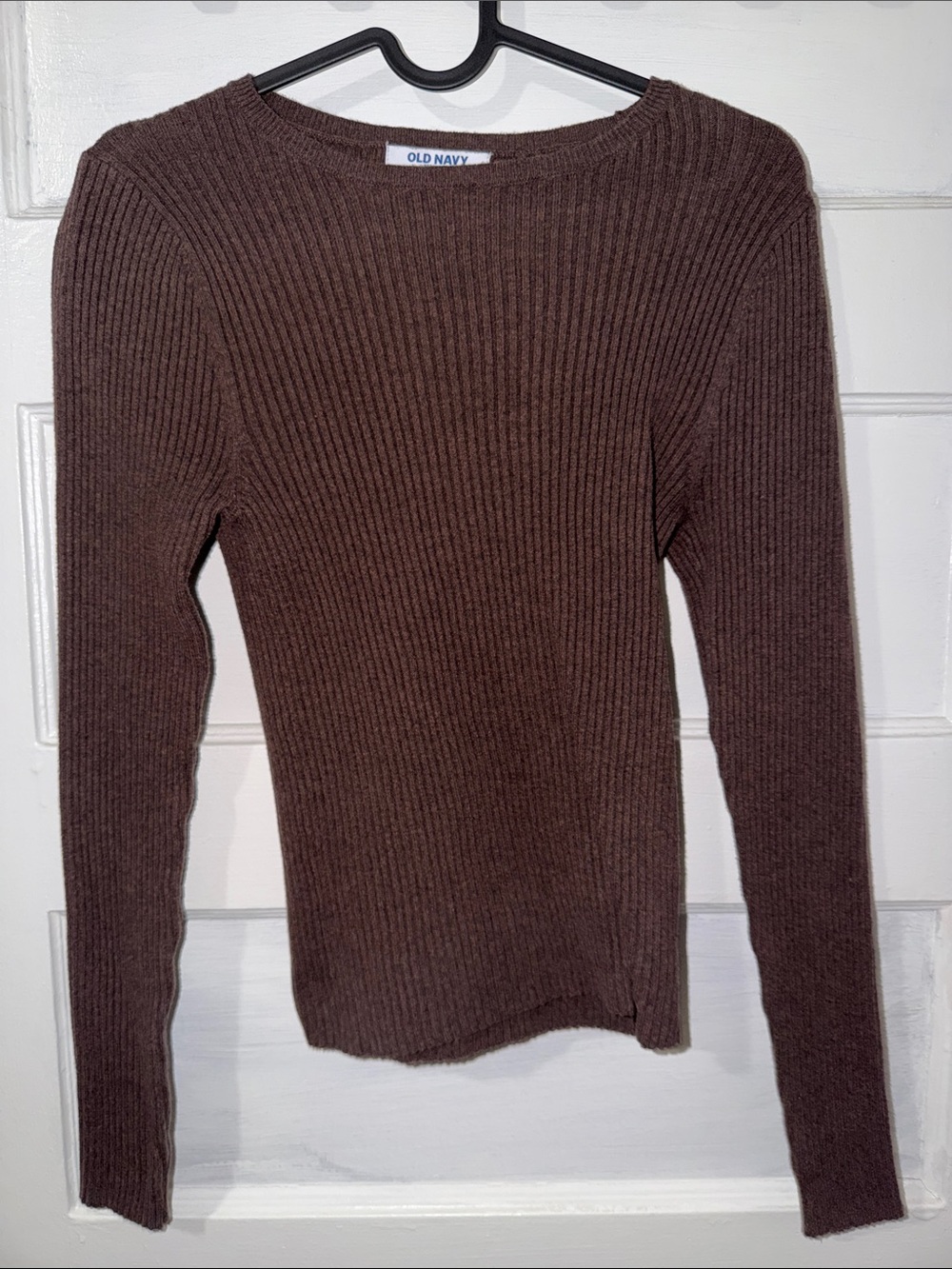 Old Navy Women's Chocolate Brown Ribbed Crew Neck Sweater